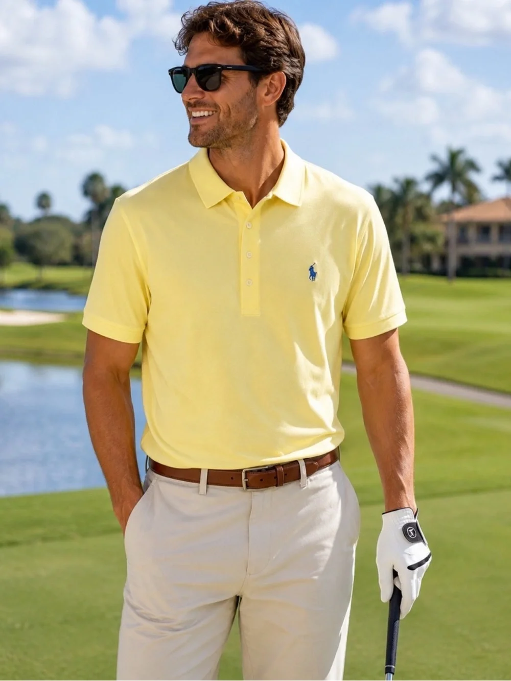 Polo Ralph Lauren Yellow Polo Shirt Men’s Large Classic Fit Cotton Pocket Logo